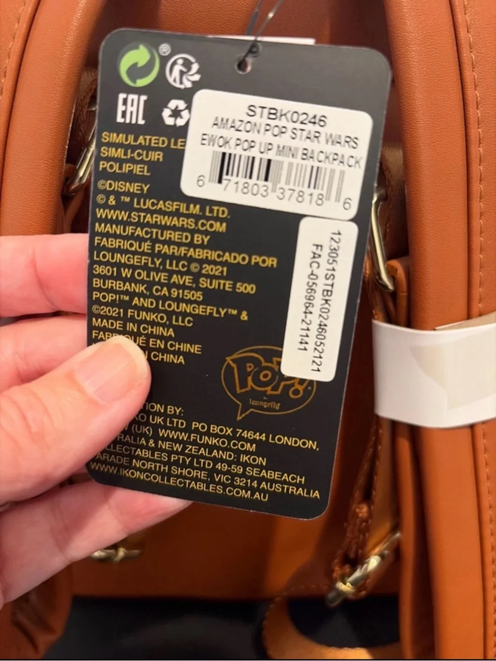 NWT Loungefly Star Wars Pop! Ewok mini backpack